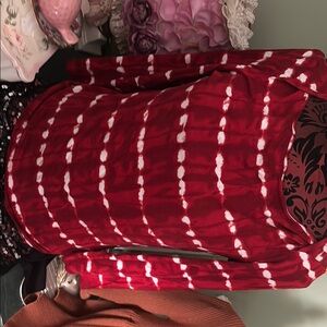 Red Long Sleeve Fitted Sweatshirt with Ribbed Details